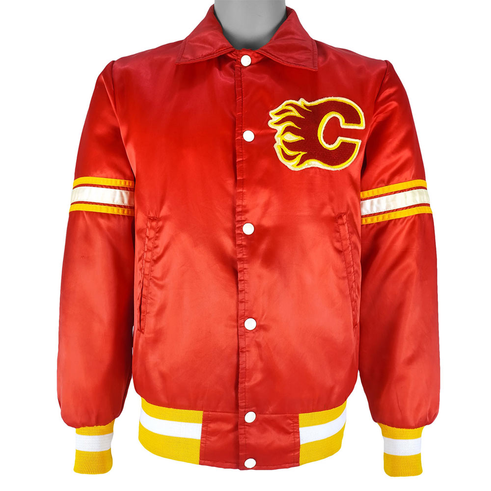 Calgary Flames 1980's Red Satin Jacket