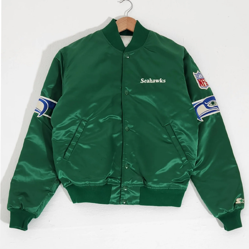 Seattle Seahawks 1990's Green Satin Jacket