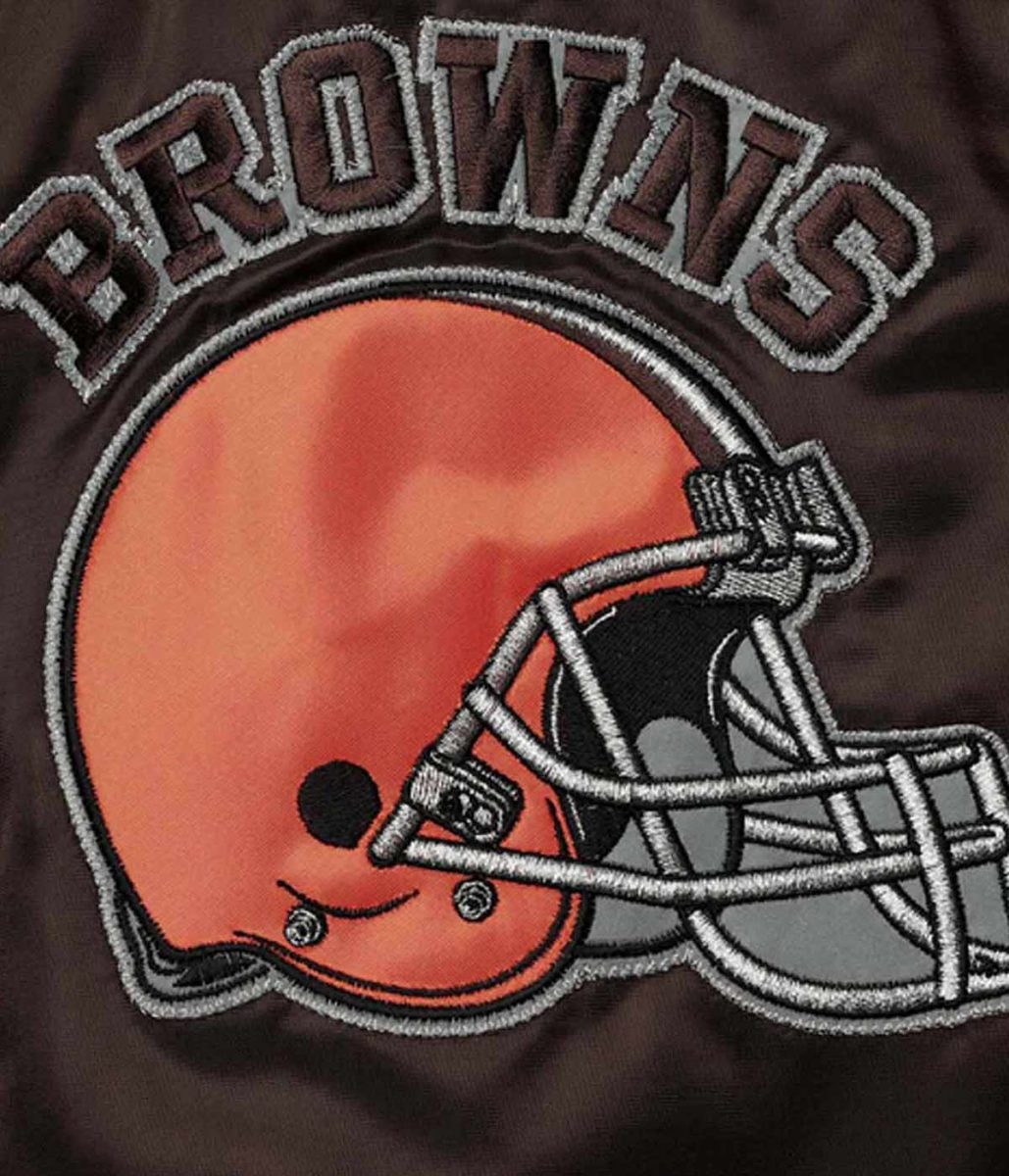 Cleveland Browns Locker Room Throwback Brown and Orange Satin Jacket - Image 4