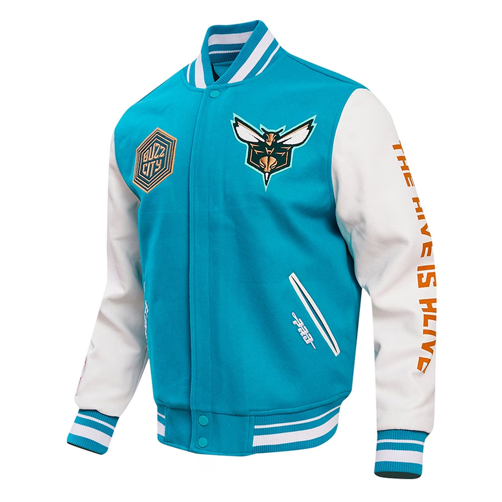 Charlotte Hornets 2023/24 City Edition Teal Varsity Jacket - Image 3