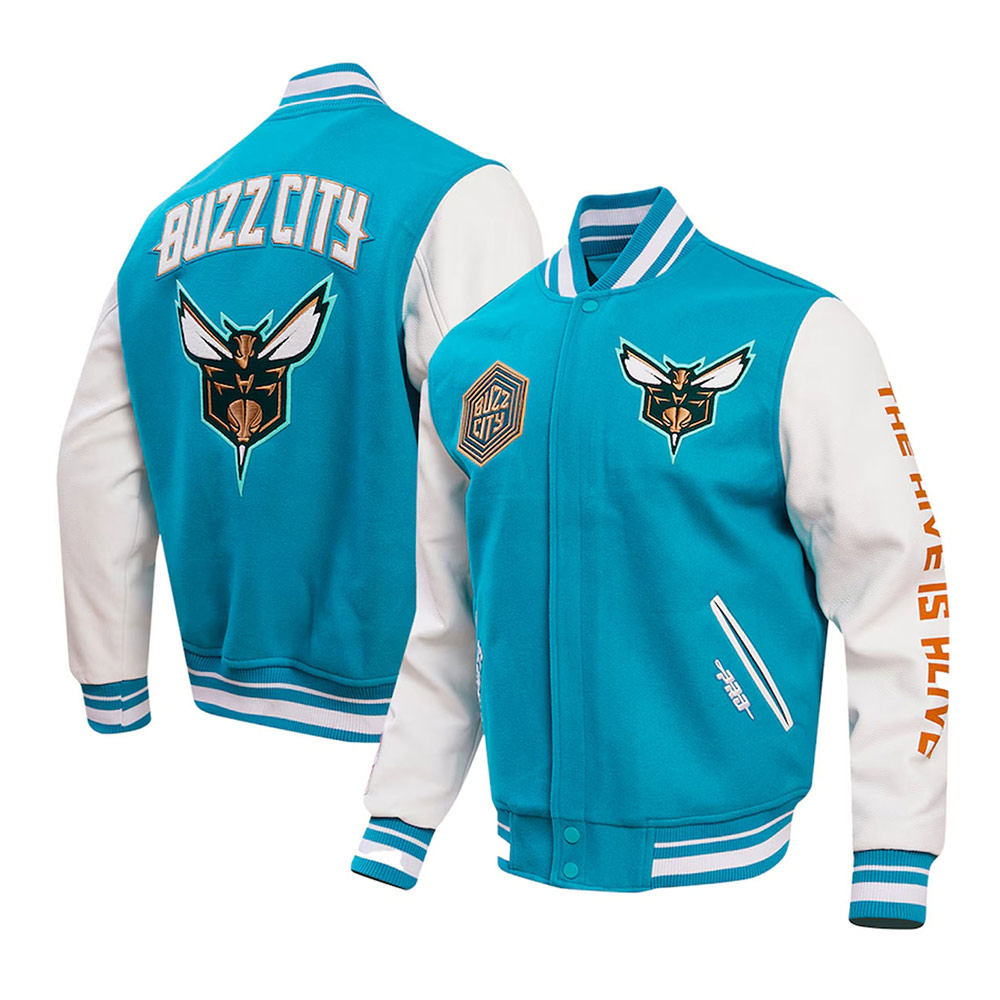 Charlotte Hornets 2023/24 City Edition Teal Varsity Jacket - Image 5