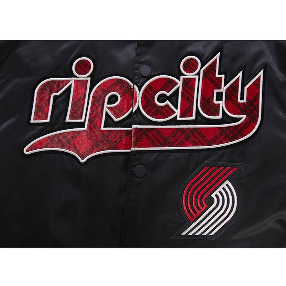 Portland Trail Blazers 2023/24 City Edition Black Satin Jacket - Image 4