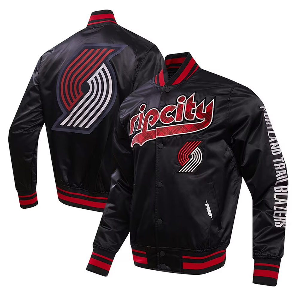 Portland Trail Blazers 2023/24 City Edition Black Satin Jacket - Image 3