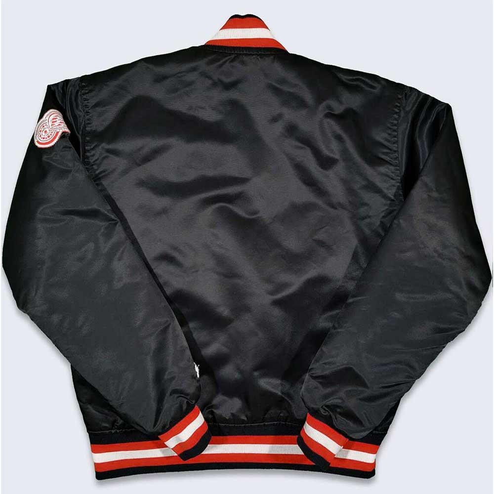 80's Detroit Red Wings Black Bomber Jacket - Image 2