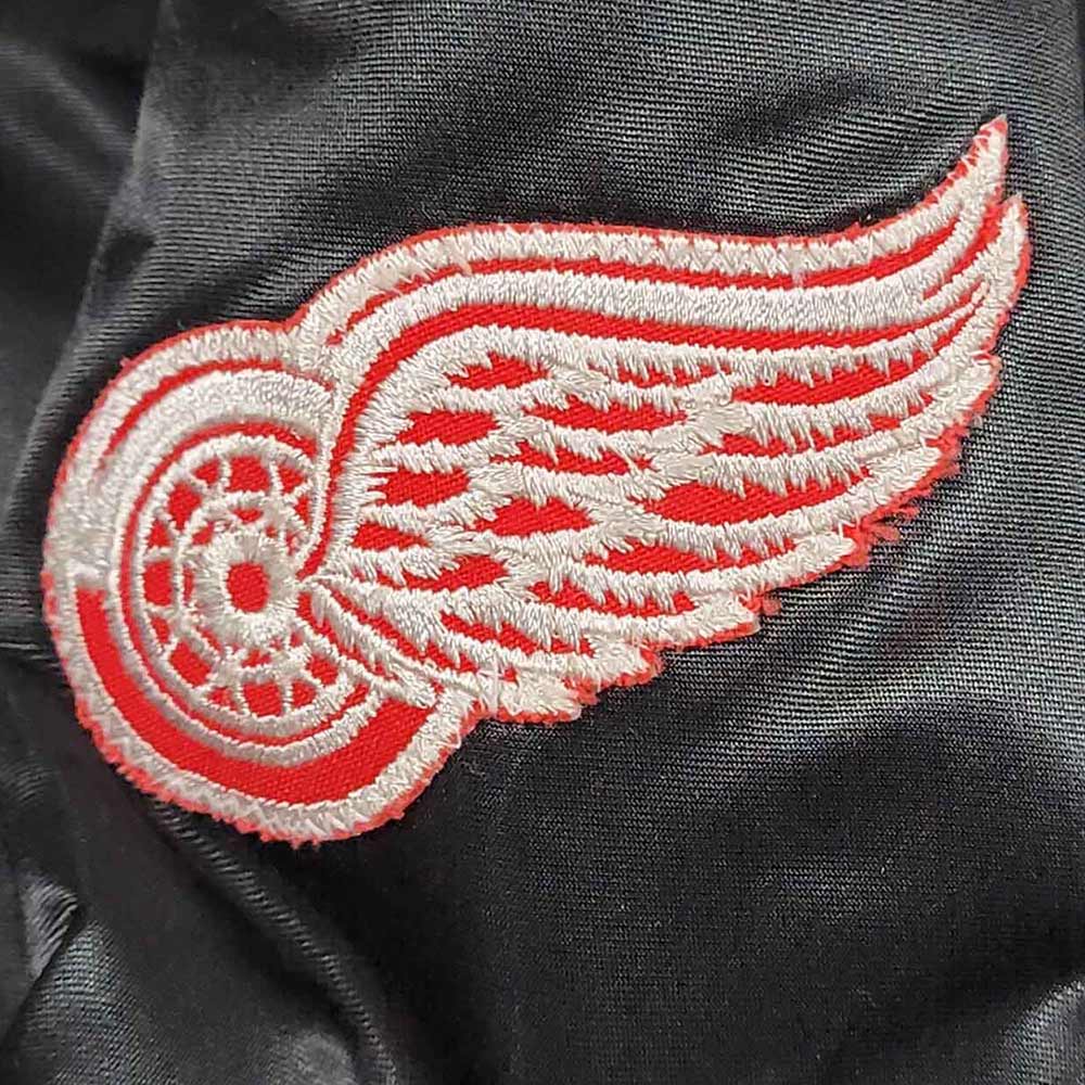 80's Detroit Red Wings Black Bomber Jacket - Image 3