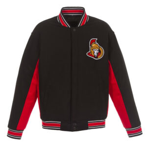 Ottawa Senators Accent Black/Red Varsity Wool Poly-Twill Jacket