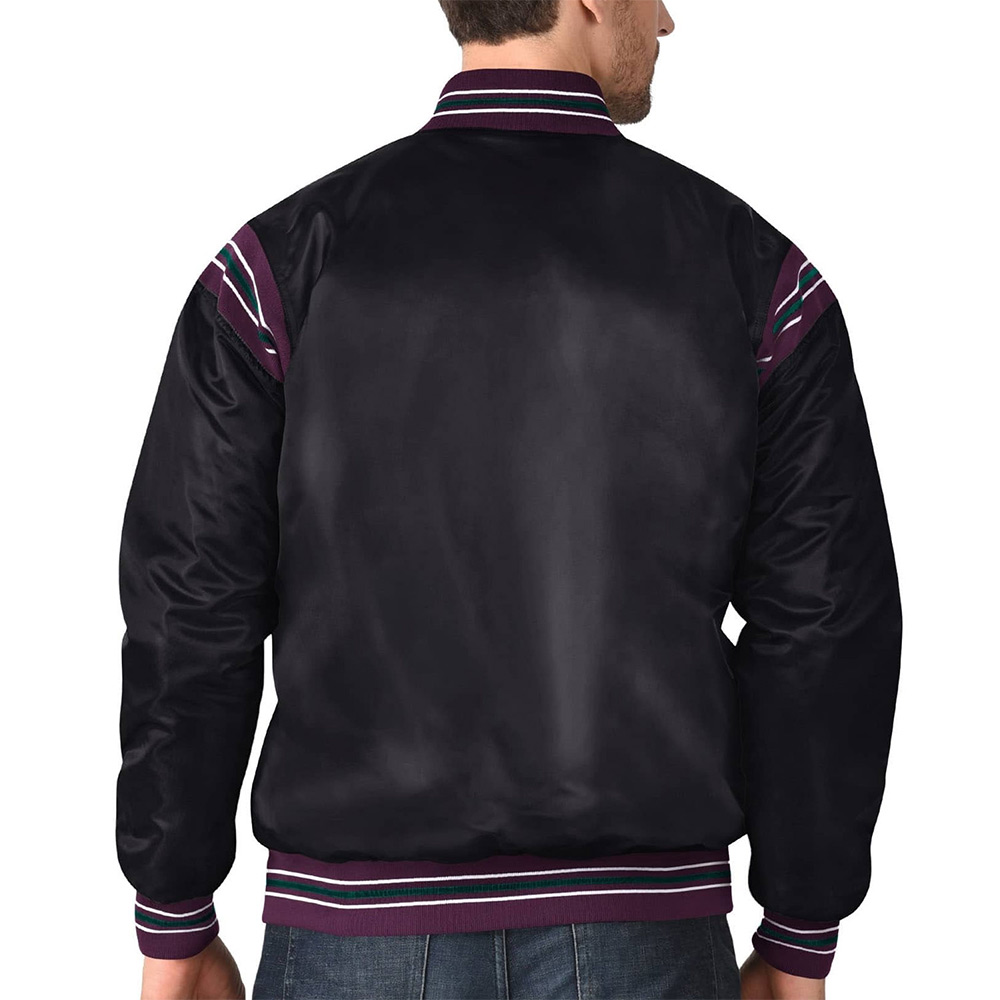 Anaheim Ducks Enforcer Black Satin Jacket - Image 2