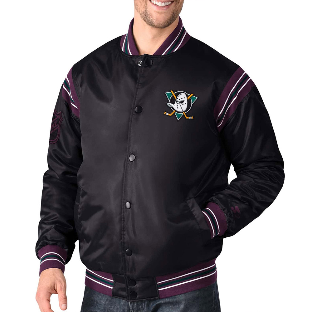 Anaheim Ducks Enforcer Black Satin Jacket