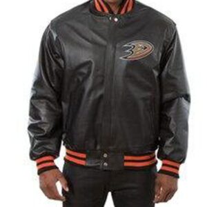 Varsity Anaheim Ducks Black Leather Jacket