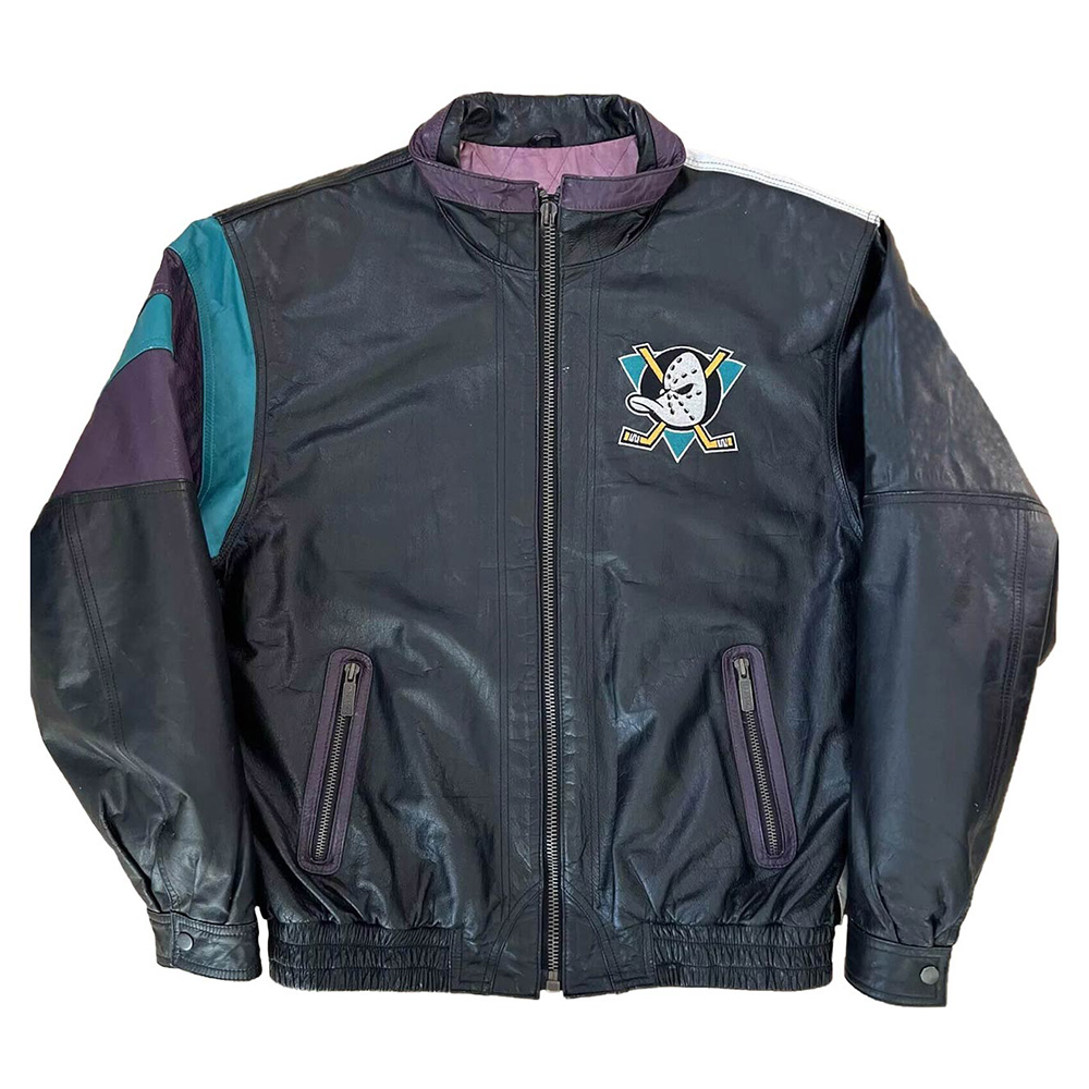 Anaheim Ducks Multi Color Leather Jacket - Image 2