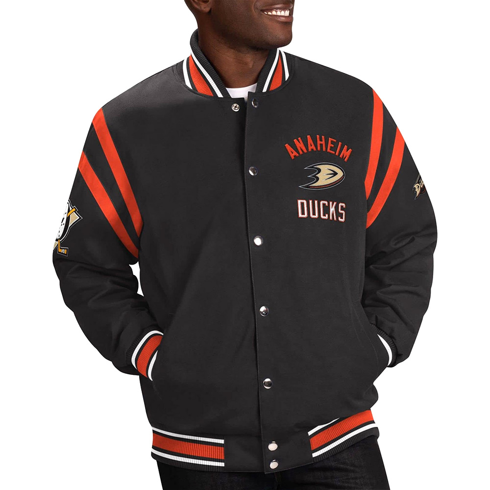 Anaheim Ducks Tailback Black Varsity Jacket