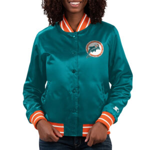 Miami Dolphins Full Count Aqua Satin Jacket