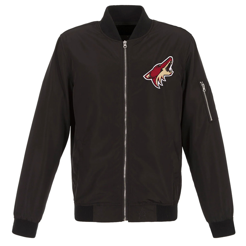 Black Arizona Coyotes Lightweight Nylon Bomber Jacket