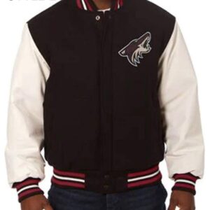 Arizona Coyotes Black and White Varsity Jacket