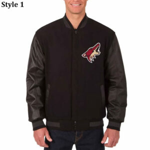 Arizona Coyotes Black Varsity Wool and Leather Jacket