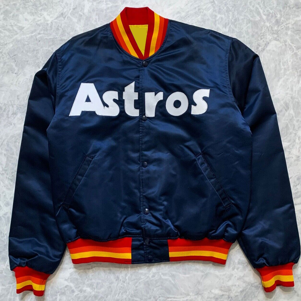 Houston Astros 1980s Bomber Satin Jacket - Image 3