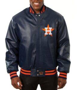 Houston Astros Blue Leather Jacket