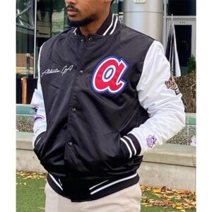 Atlanta Braves White and Black Satin Jacket