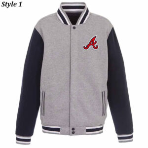 Atlanta Braves Varsity Gray and Navy Wool Jacket