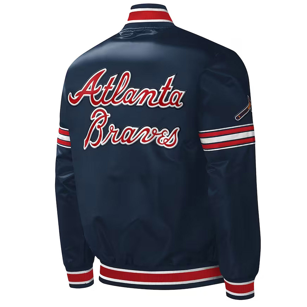 Atlanta Braves Midfield Navy Satin Jacket - Image 2