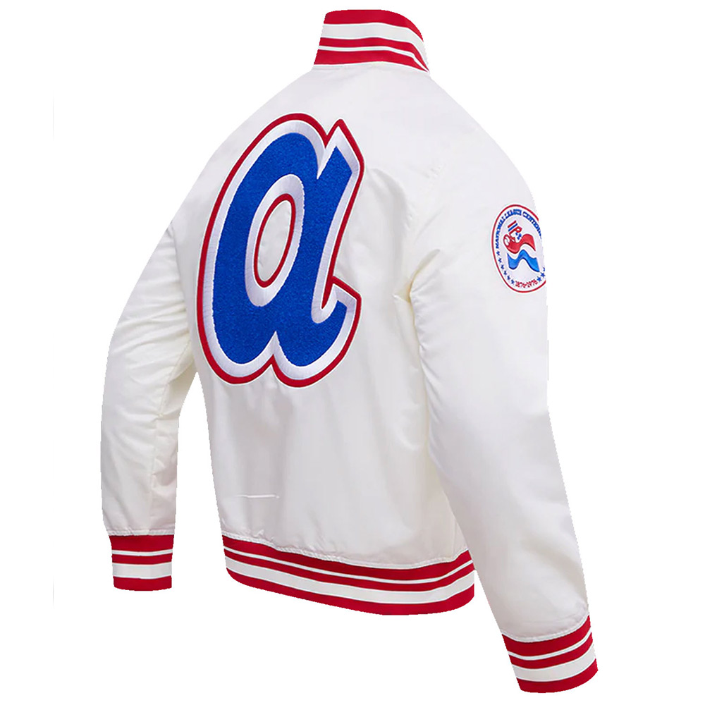 Atlanta Braves Retro Classic Rib White Satin Jacket - Image 4