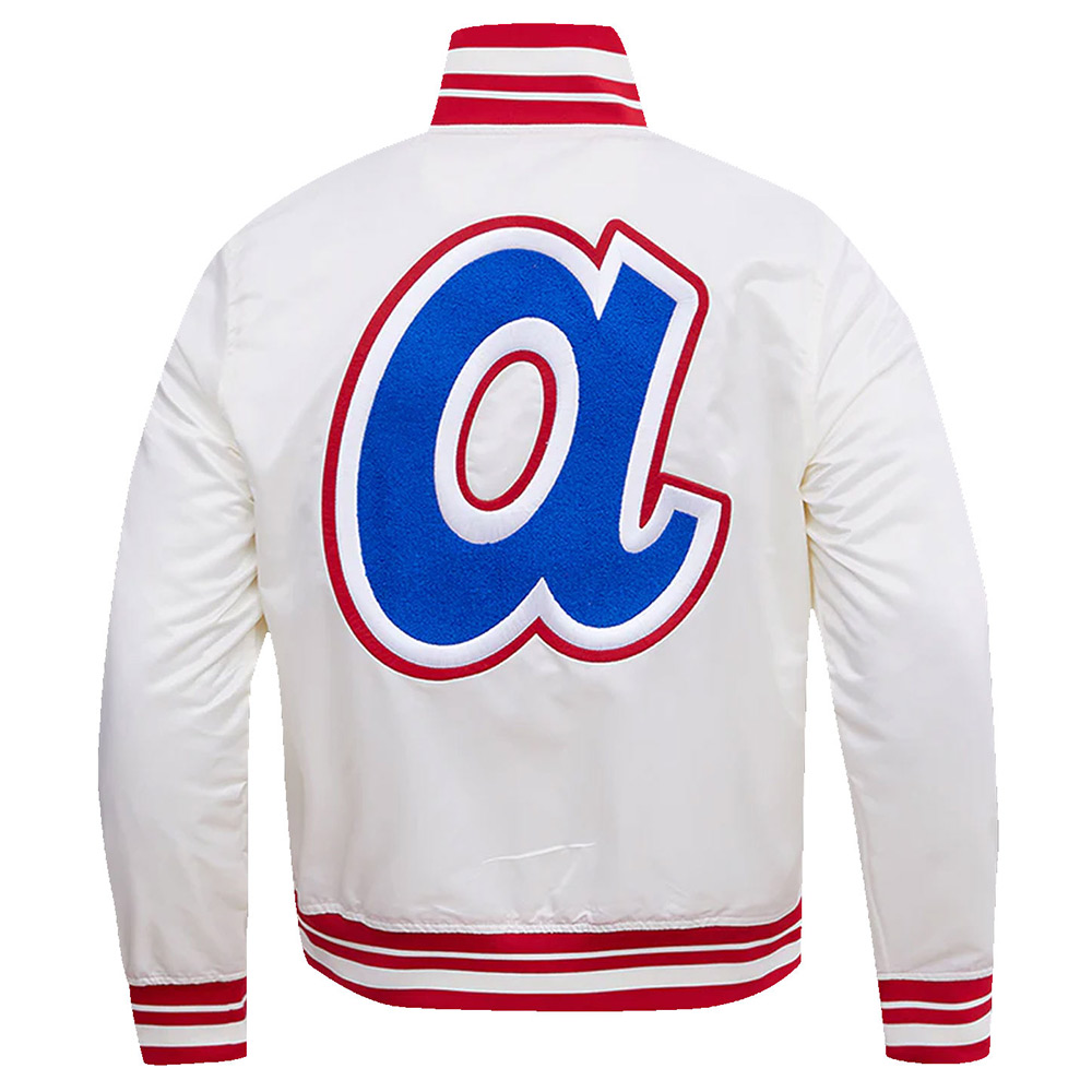 Atlanta Braves Retro Classic Rib White Satin Jacket - Image 2