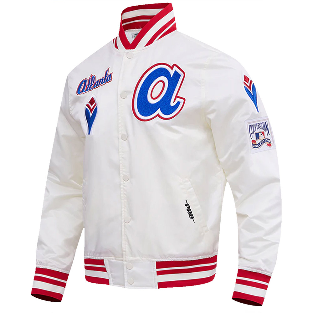 Atlanta Braves Retro Classic Rib White Satin Jacket - Image 3