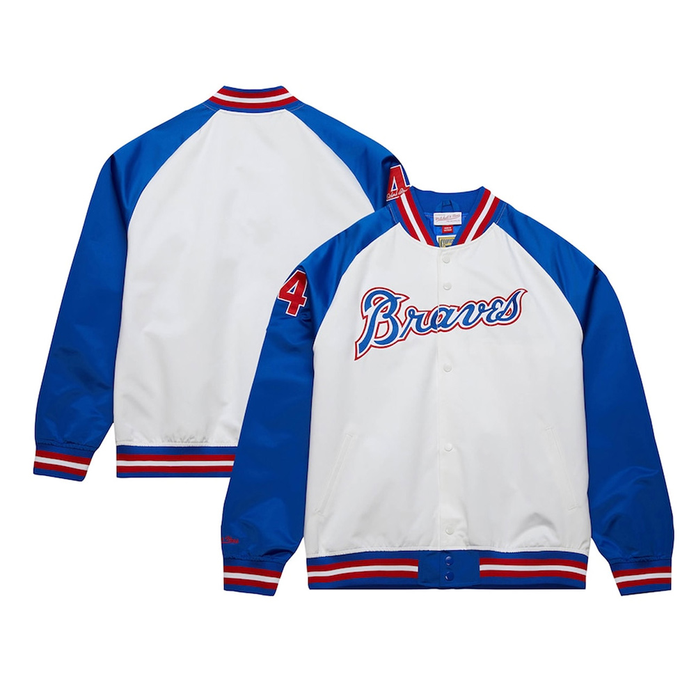 Atlanta Braves Royal and White Lightweight Satin Jacket - Image 3