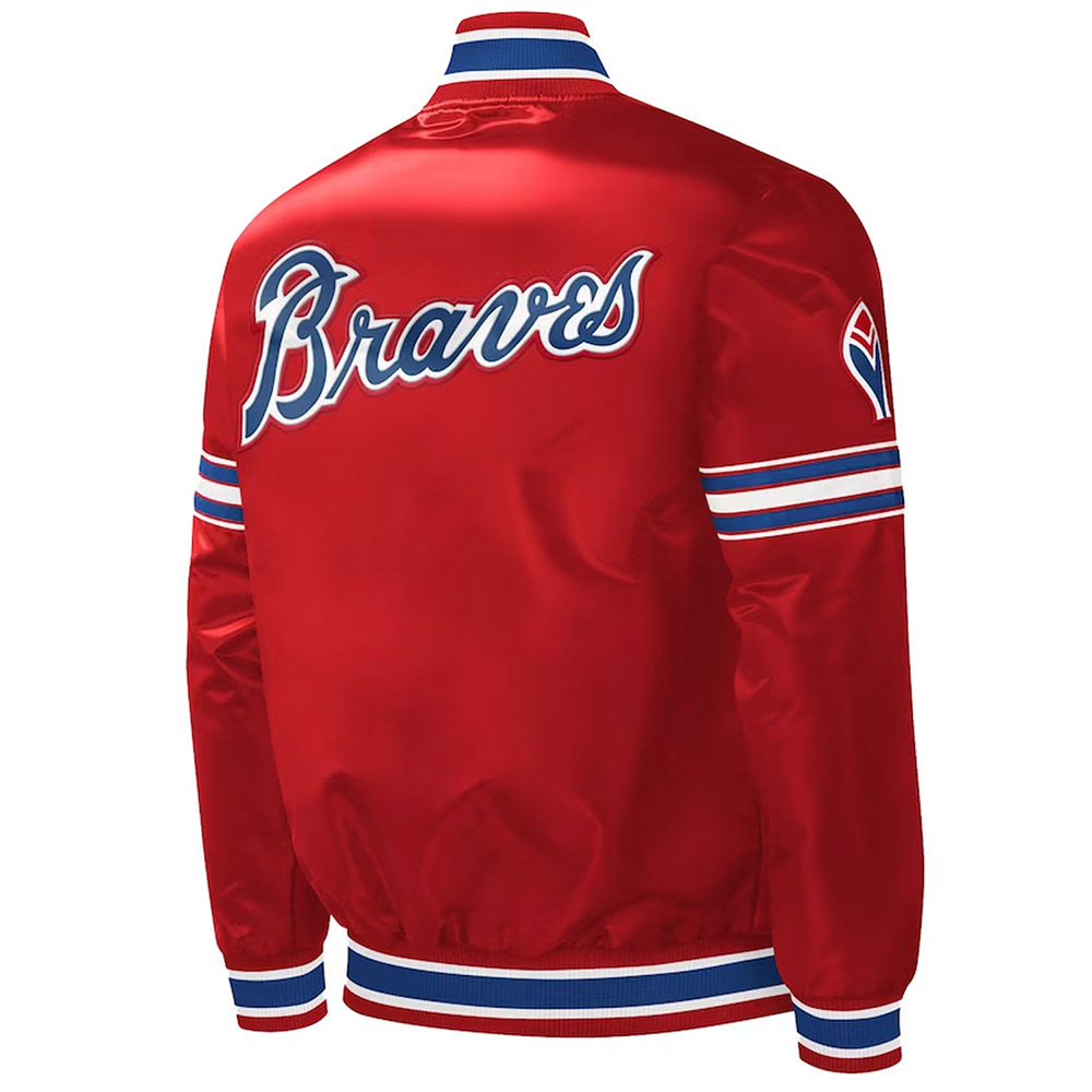Atlanta Braves Slider Red Varsity Satin Jacket - Image 2