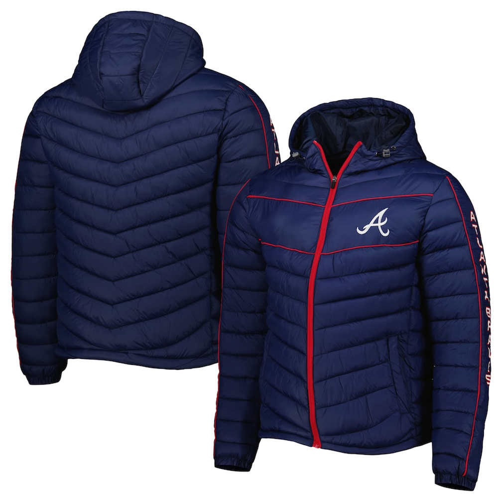 Splitter Soft Down Touch Atlanta Braves Navy Blue Puffer Jacket - Image 3