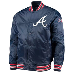 The Diamond Atlanta Braves Navy Satin Jacket