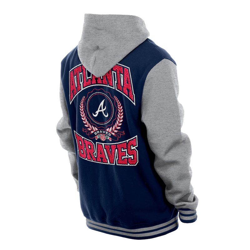 Throwback Prep Atlanta Braves Navy Hoodie Jacket - Image 2