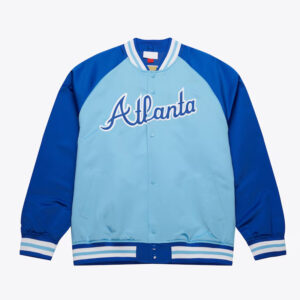 Atlanta Braves Vintage Logo Double Clutch Blue Satin Jacket