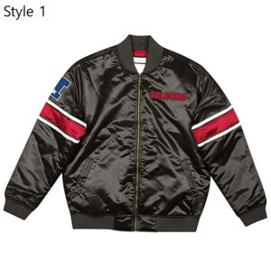 Classic Atlanta Falcons Logo Black Satin Jacket
