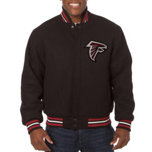 Atlanta Falcons Embroidered Varsity Black Wool Jacket