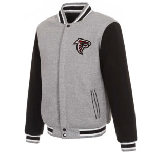Atlanta Falcons Gray and Black Varsity Wool Jacket