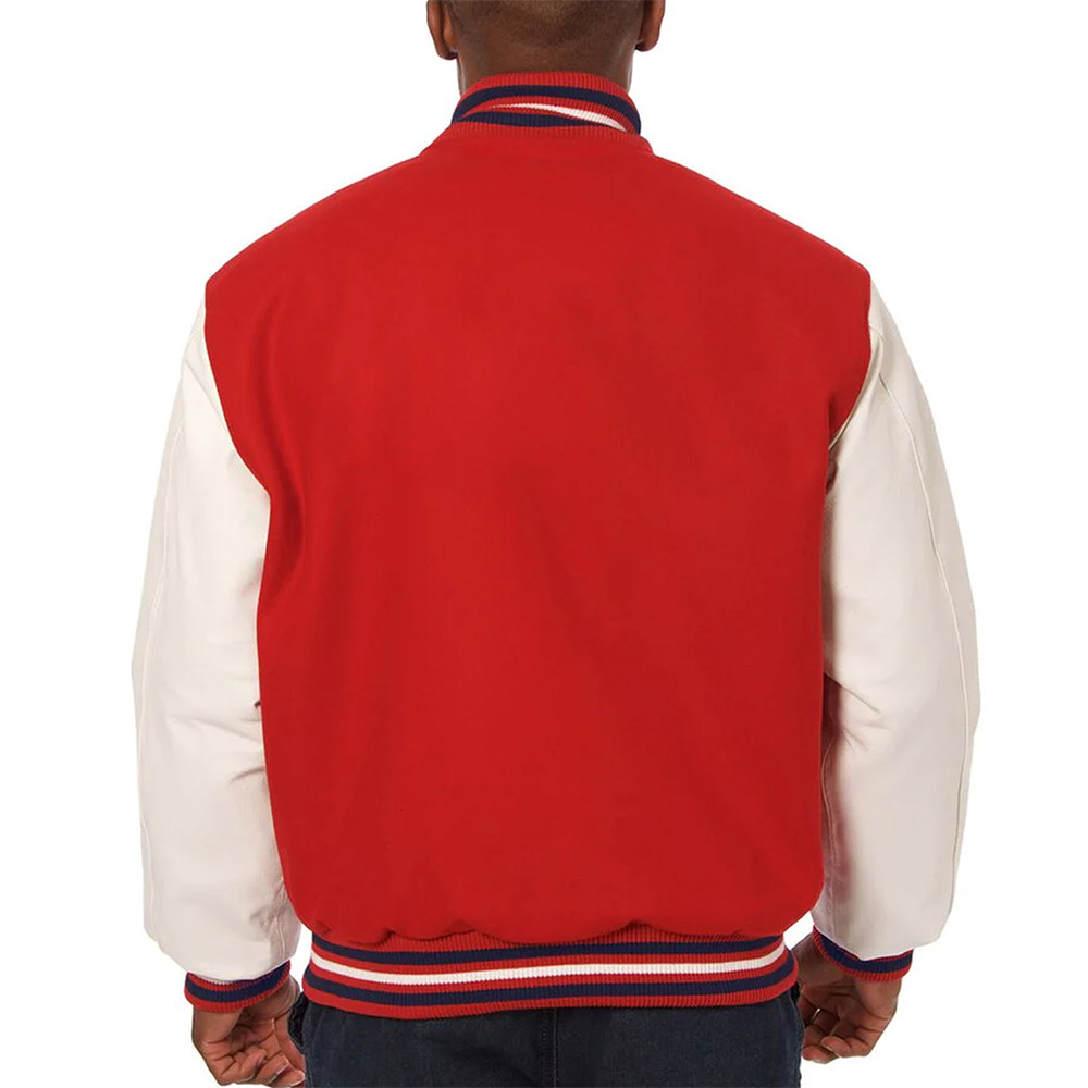 Atlanta Falcons Varsity Red and White Wool/Leather Jacket - Image 2
