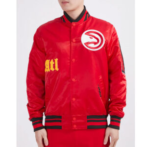 Old English Atlanta Hawks Classic Rib Red Jacket
