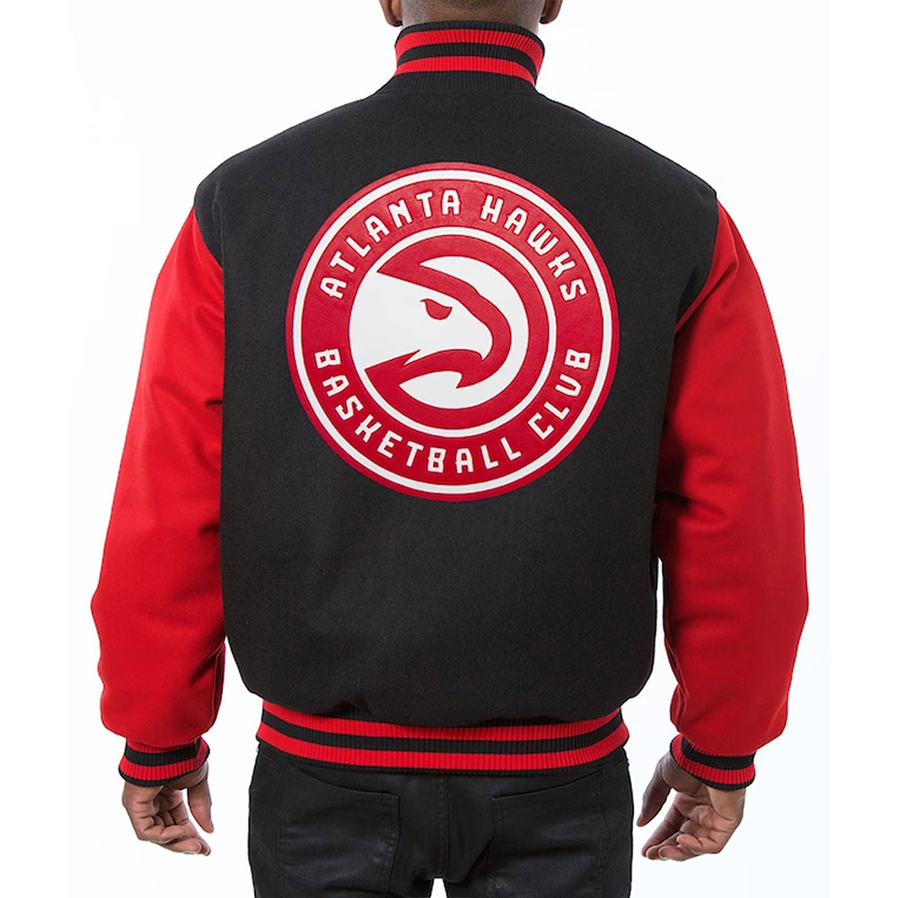 Atlanta Hawks Red and Black Varsity Wool Jacket - Image 2