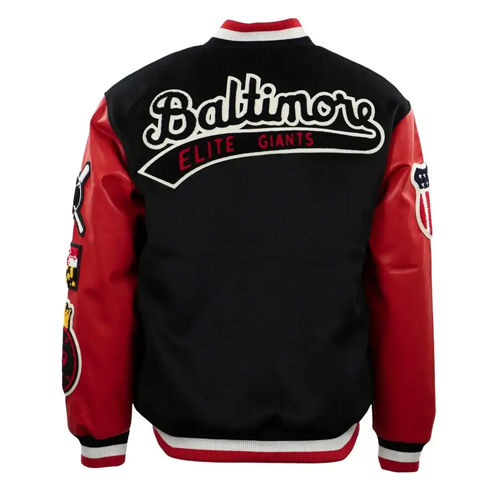 Baltimore Elite Giants Black and Red Varsity Jacket - Image 2