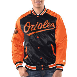 Black/Orange Baltimore Orioles Varsity Satin Jacket