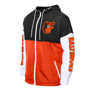 Baltimore Orioles Color Block Orange/Black Hoodie Windbreaker