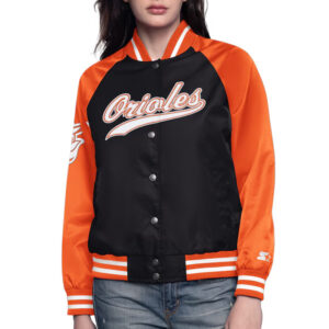 Black/Orange Baltimore Orioles Home Run Varsity Satin Jacket