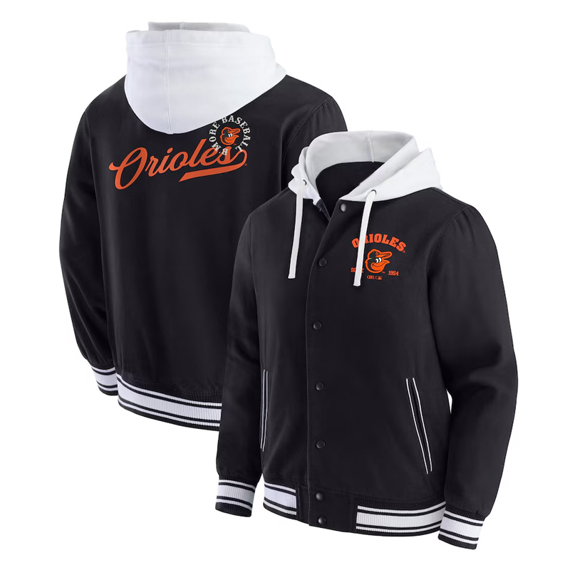 Baltimore Orioles Black Cotton Hooded Jacket - Image 3