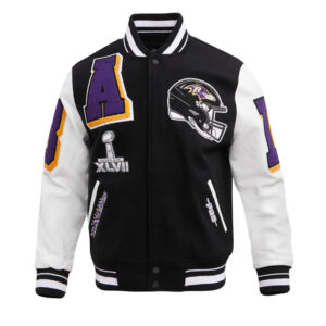 Baltimore Ravens Mashup Black and White Varsity Jacket