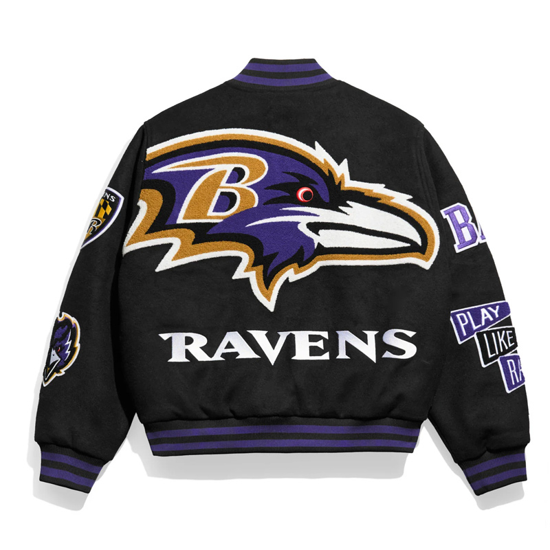 Baltimore Ravens Pennant Black Varsity Wool Jacket - Image 2