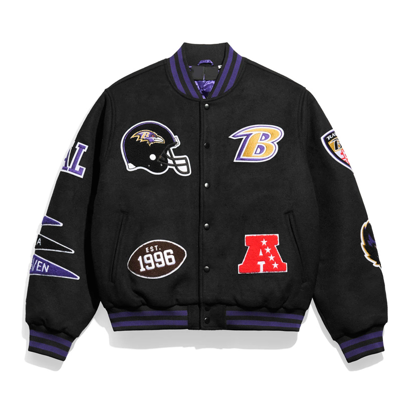 Baltimore Ravens Pennant Black Varsity Wool Jacket