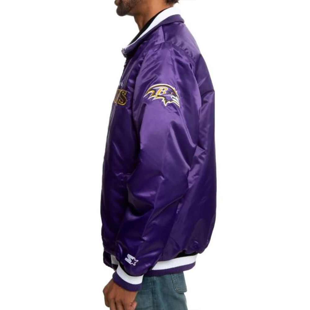 Varsity Baltimore Ravens Purple Satin Jacket - Image 4