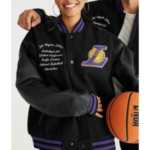 LA Lakers Basketball Black Varsity Jacket
