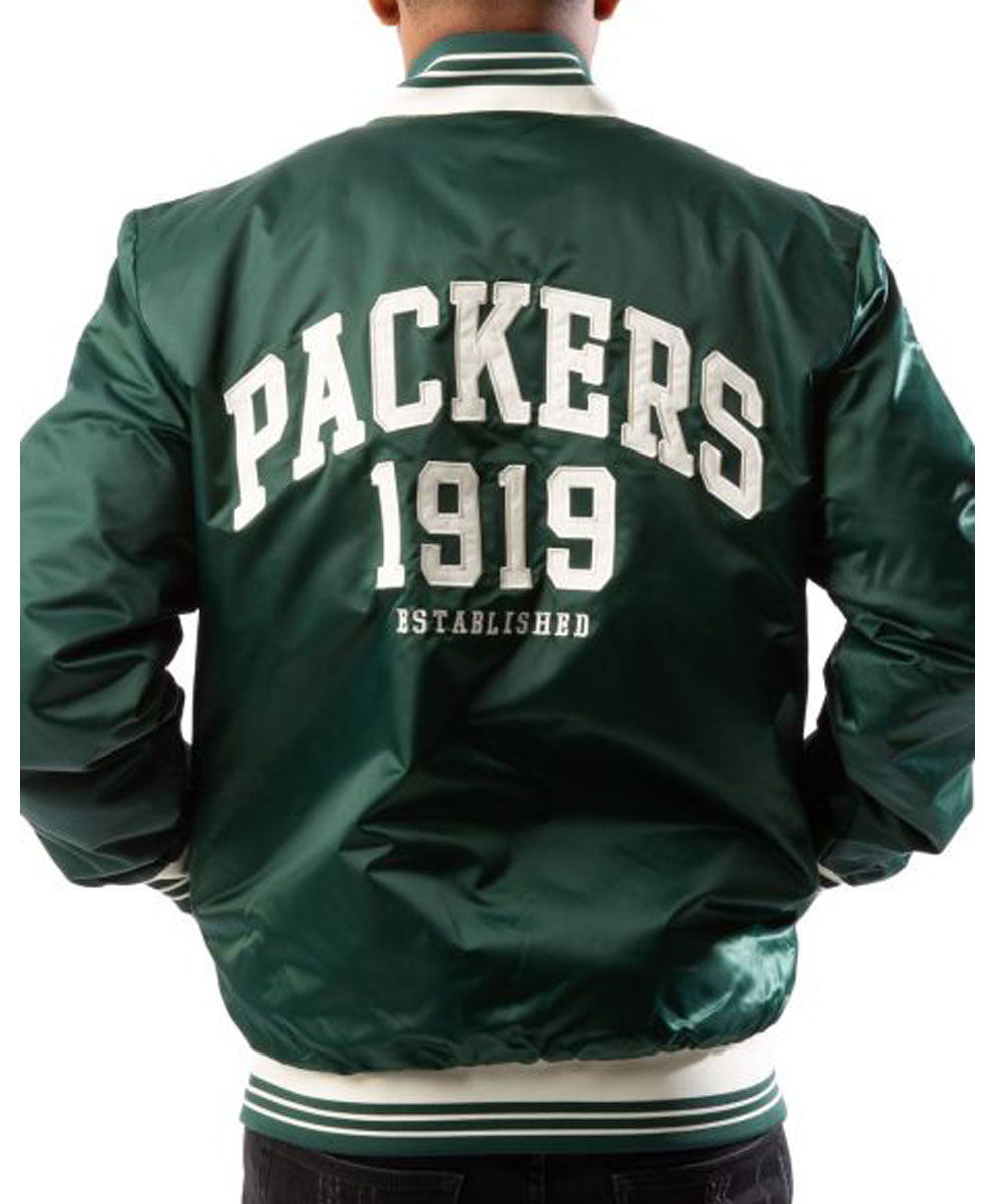 Starter Bay Packers Green Satin Jacket - Image 2